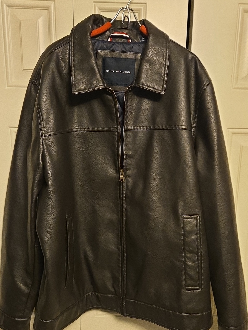Tommy Hilfiger Men's Black Leather Bomber Jacket